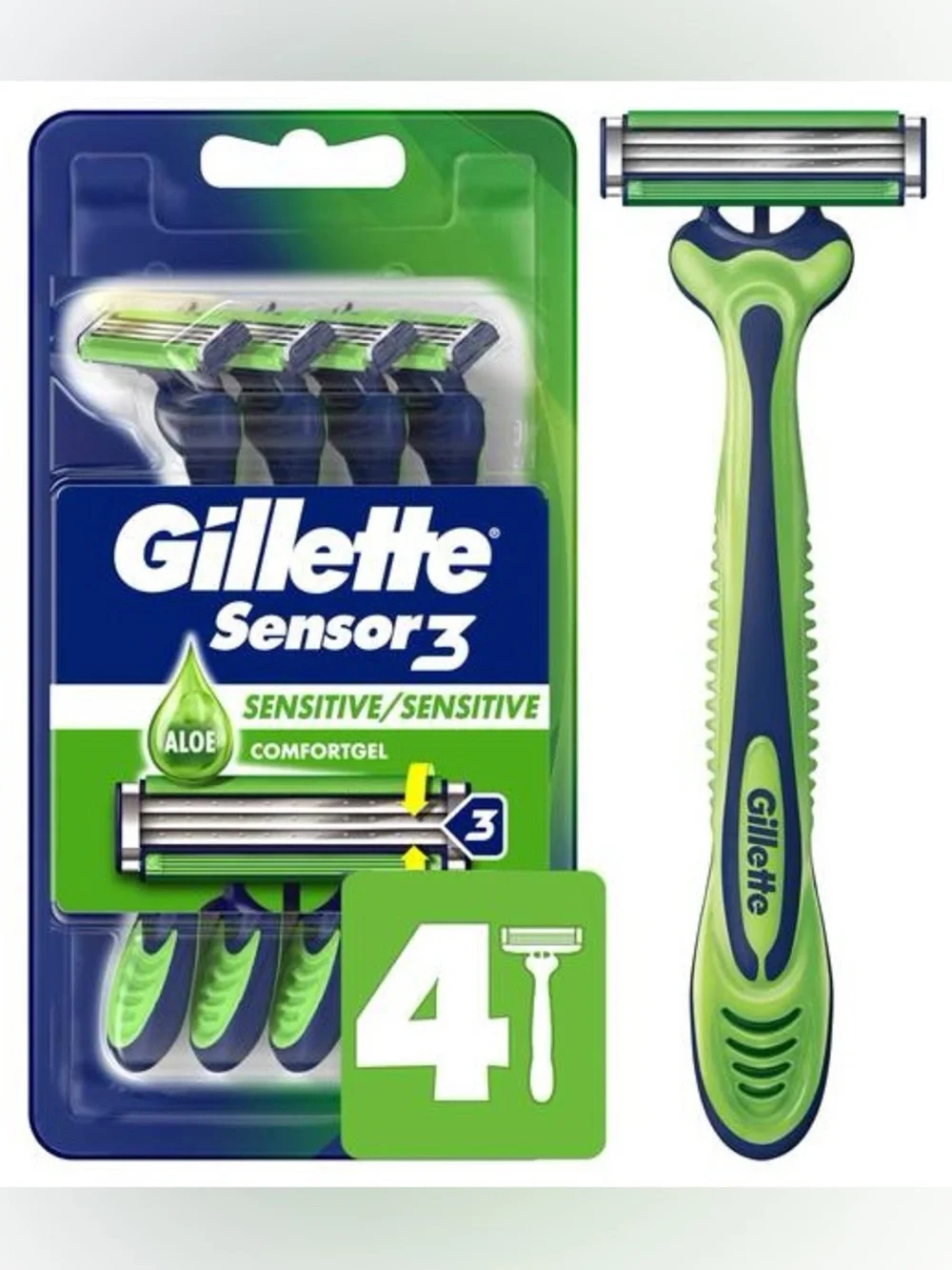 Gillette Sensor 3 & Gillette Skinguard Sensitive Shaving Pack of 7 Razors